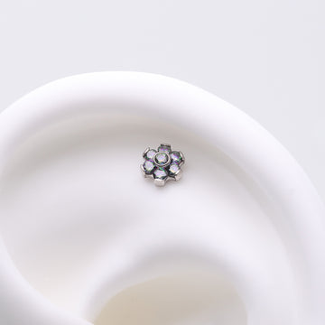 Detail View 1 of Implant Grade Titanium OneFit Threadless Brilliant Sparkle Flower Top Part-Vitrail Medium